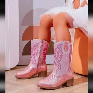Pink Glitter Cowboy Boots